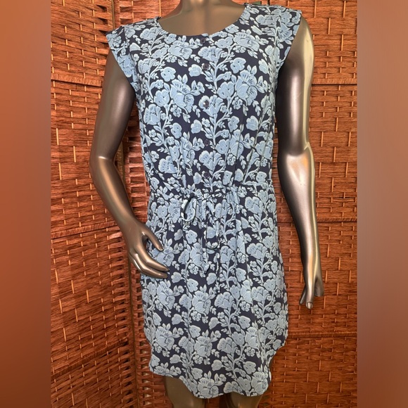 Cabi Small Blue Floral Dress Drawstring Waist Pockets Spring Summer Vacation - Picture 3 of 12